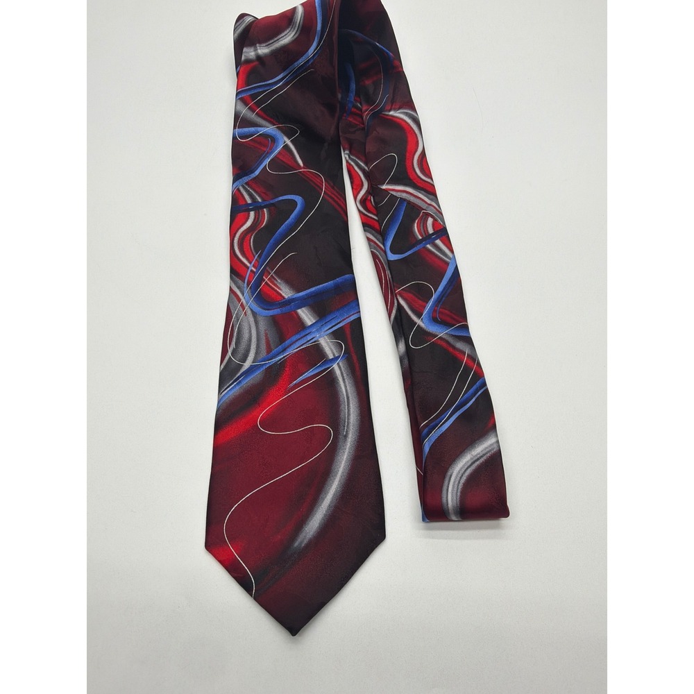 Jerry Garcia Liquid Torso Collection 62 Silk Tie Abstract Red Blue Silver 4in
